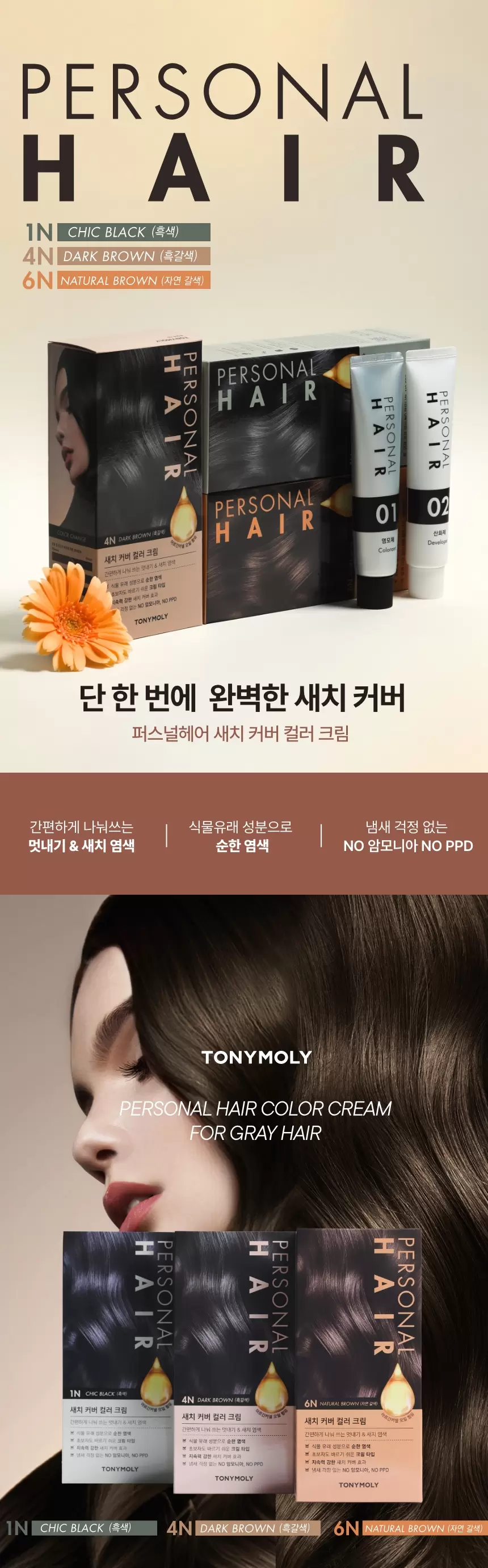 퍼스널 헤어 새치 커버 컬러 크림(personal hair color cream)