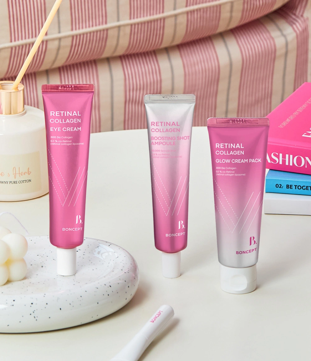 본셉 레티날 콜라겐 3종 세트 (앰플, 아이크림, 글로우팩) 연출 이미지