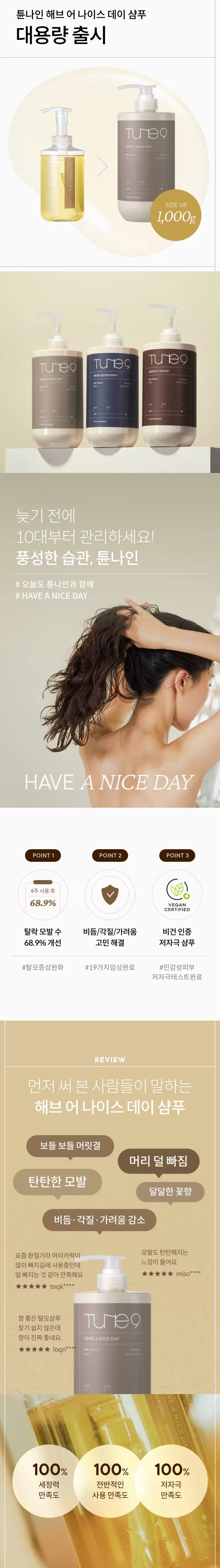 [대용량] 튠나인 해브 어 나이스데이 샴푸 1000g(tune9 have a nice day shampoo 1000g)